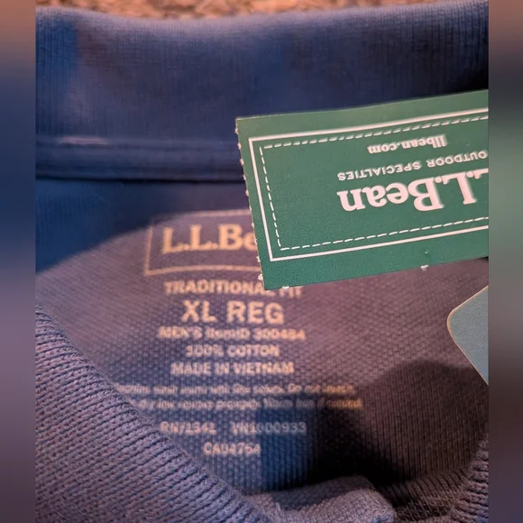 NWT L.L. Bean Blue Vintage Indigo Cotton Traditional Fit Polo Men's XL - Picture 2 of 6